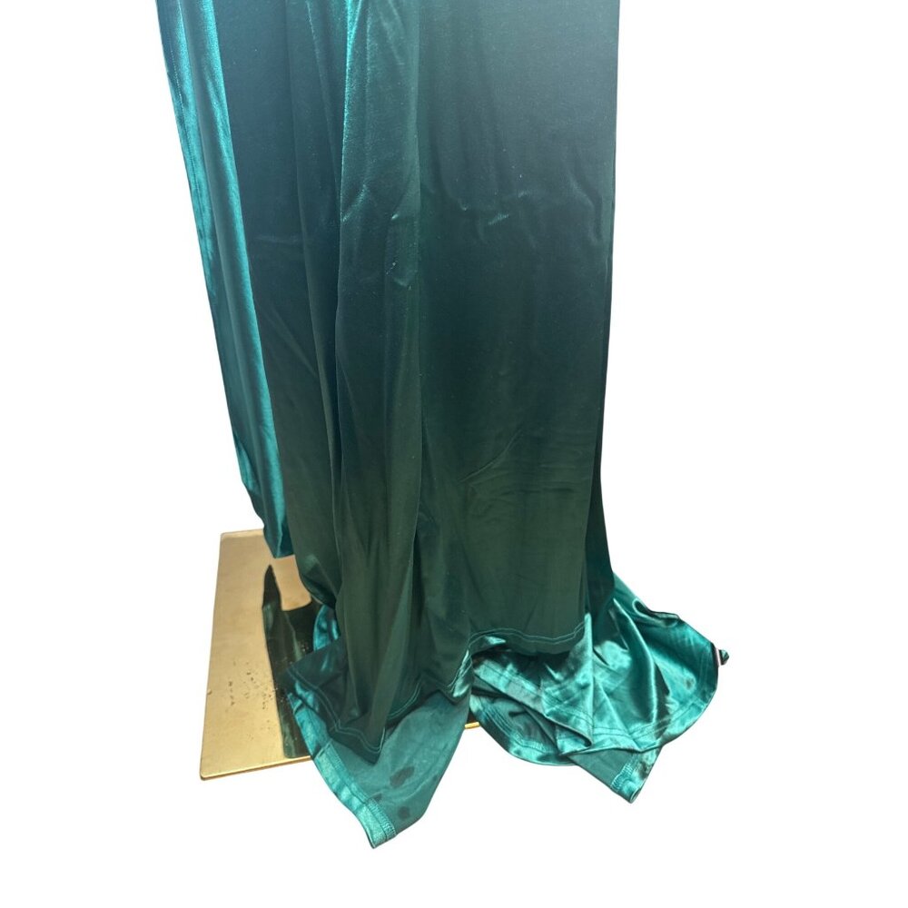 New Miss Ord Emerald Large Green Satin Halter Gown Tie & Plunging Neckline - Picture 11 of 14